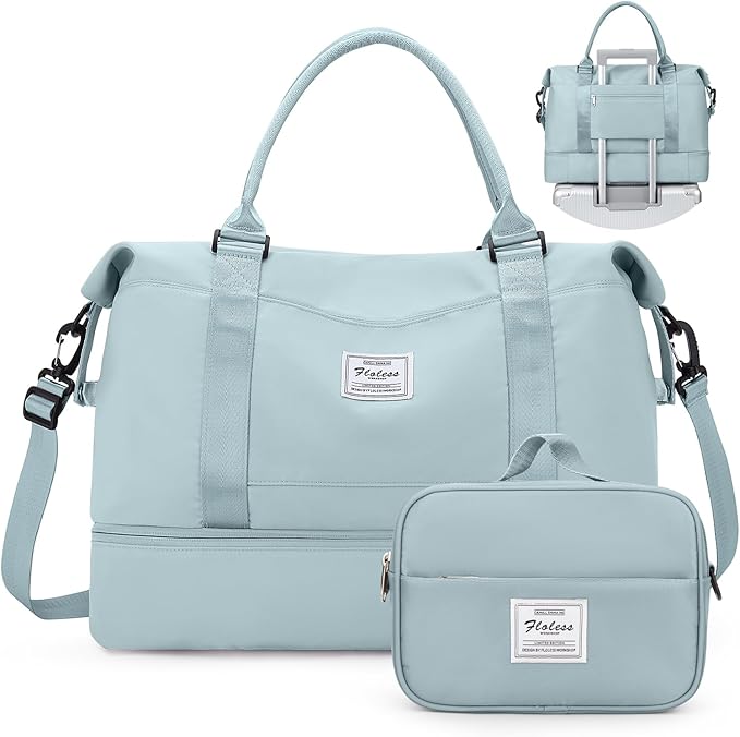 Weekender Bags for Women,Personal Item Travel Bag with Shoes Compartment,Overnight Travel Duffel Bag with Toiletry Bag