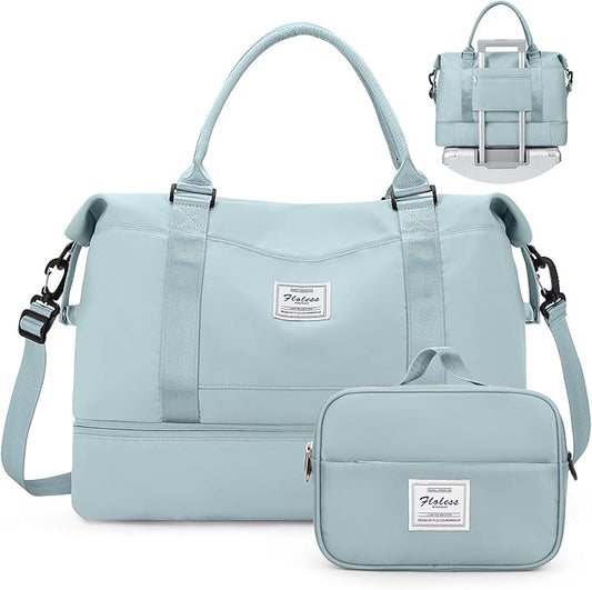 Weekender Bags for Women,Personal Item Travel Bag with Shoes Compartment,Overnight Travel Duffel Bag with Toiletry Bag