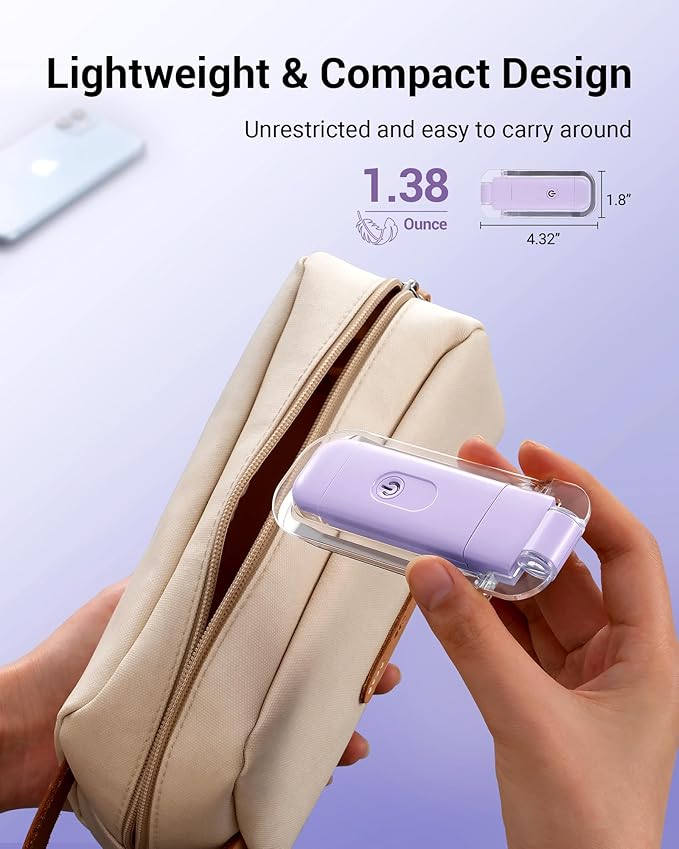 DEWENWILS USB Rechargeable Book Reading Light, LED Clip on Booklight Flexible Reading Lights in Bed, Car at Night, 4 Brightness Adjustable, Perfect for Bookworms, Kids (Purple)