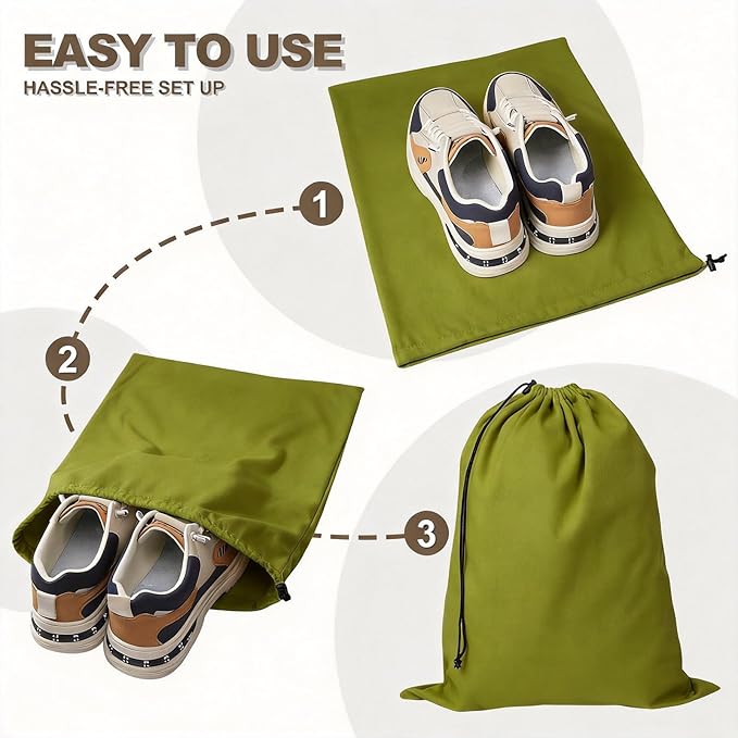 5 Pack Shoe Bags for Travel, Washable Dust Bags for Storage & Packing 17.7" x 13.8" Dustproof Flannel with Drawstring Closure for Boots Handbags Shoes & Toys