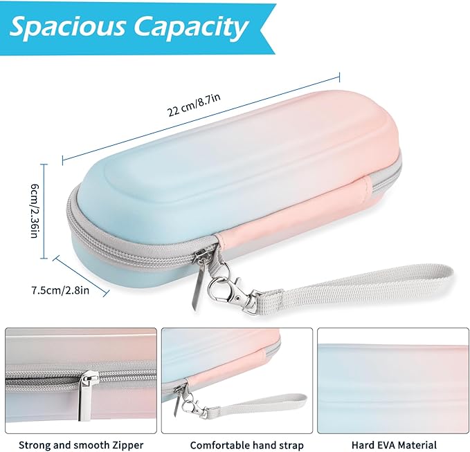 Toothbrush Travel Case for Oral B/Oral-B Pro 1000 1500 5000 7000 & Philips Sonicare 4100 1100 5300 5100 6100/iO Electric Toothbrush, Hard Protective Storage Bag (Gradient case with toothbrush cap)