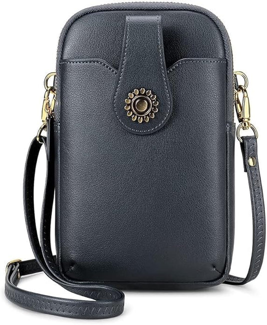 Peacocktion Small Crossbody Bags for Women, Leather RFID Cell Phone Purse, Trendy Travel Crossbody Purses with Zipper