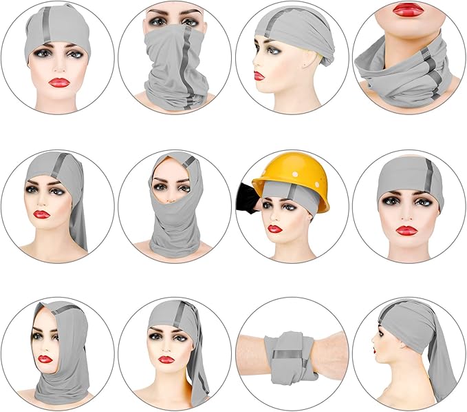 SATINIOR 4 Pcs Neck Gaiter Face Mask for Men Reflective Face Cover Scarf Summer UV Sun Protection Balaclava Bandana for Work