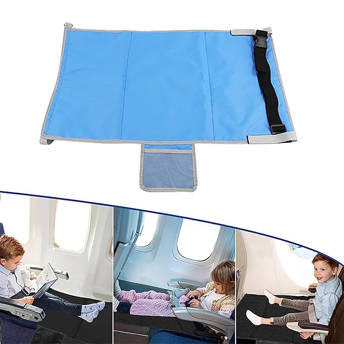 Toddler Airplane Bed, Kids Seat Extender Travel Bed, Portable Long Trip Flyaway Kid Seat Footrest, Must Have for Infant Sleeping & Rest, Toddler Travel Essential for Airplane (Blue)
