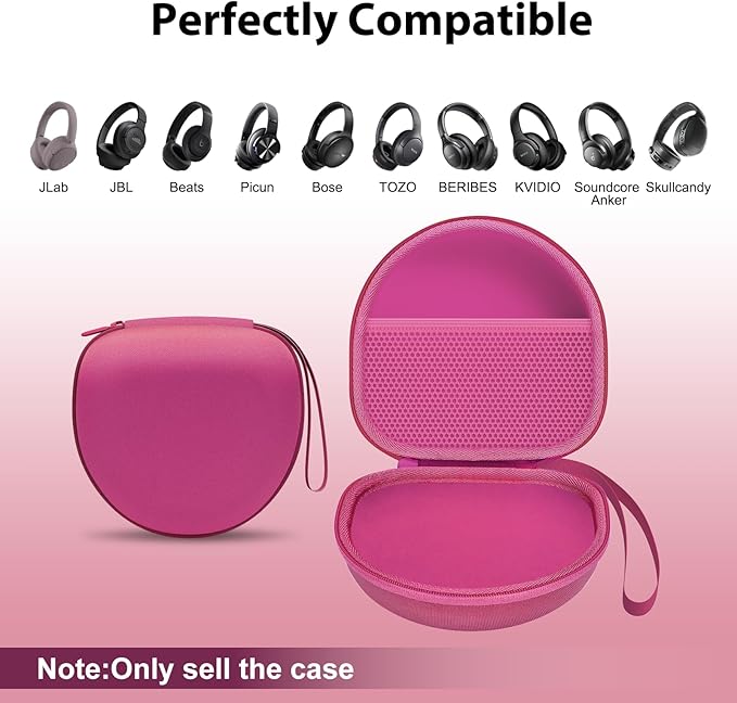 Headphone Headset Case for Beats/JBL/JLab/TOZO/BERIBES/Picun/KVIDIO Noise Cancelling Over-Ear Foldable Headphone (Rose)