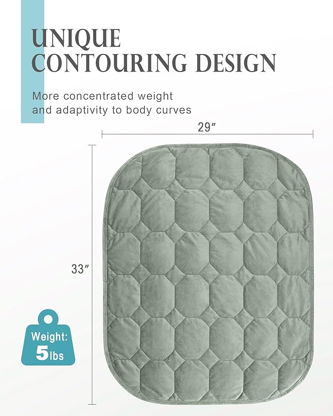 Cottonblue Weighted Lap Blanket Pad 5 lbs 29" x 33", Cozy Luxury Crystal Velvet Weighted Blanket for Adults Teens, Small Weighted Blanket Throw All Season for Travel Relaxation Sleeping, Sage Green