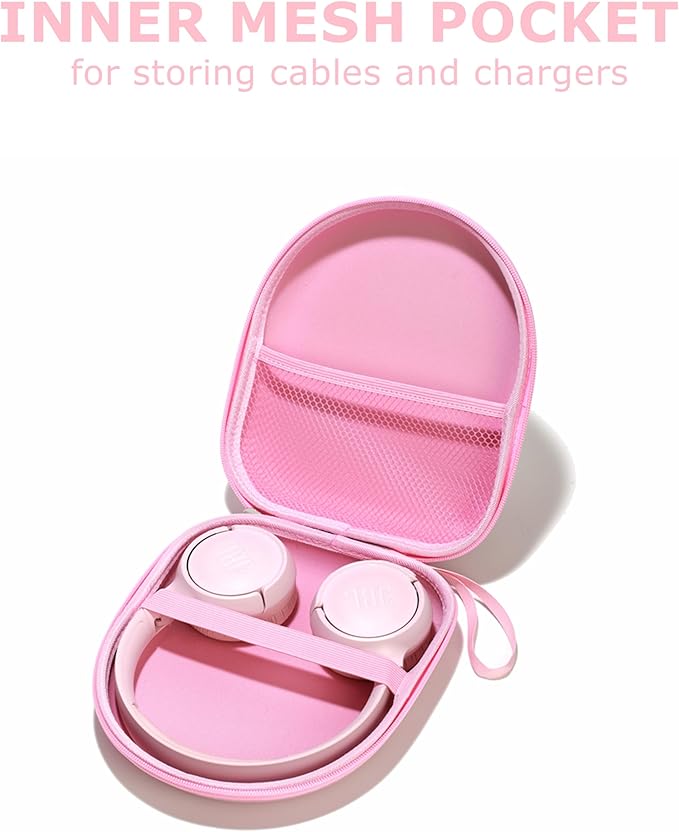 Ginsco Universal Headphone Case Compatible with JBL Tune 510BT 720BT, Sony WH-CH 720N/WH-CH520, with Sony/JBL/Soundcore Q20i Q30/BERIBES/TOZO/KVIDIO etc Wireless Headphones Pink