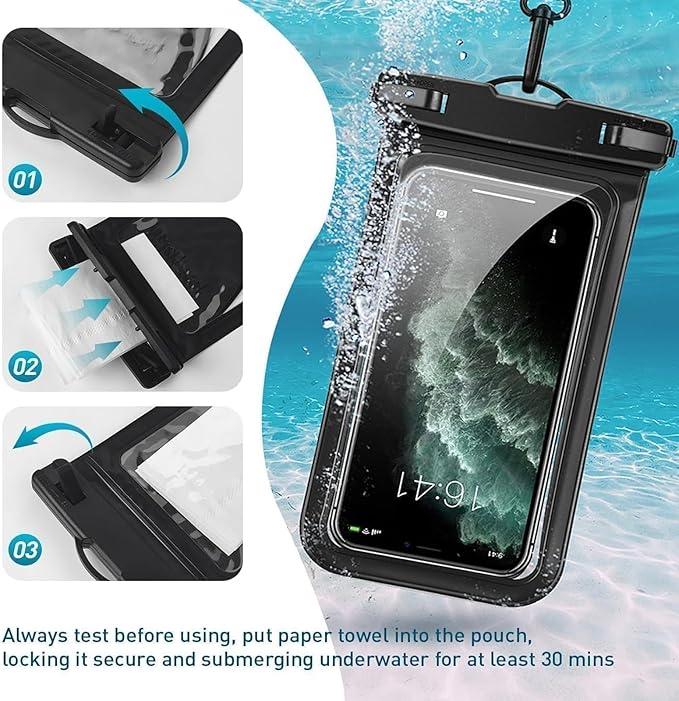 Waterproof Phone Pouch, with Interior Card Pocket, Large Waterproof Phone Case for iPhone 17 16 Pro Max, IPX8 Lightweight Cellphone Dry Bag, Beach Cruise Ship Essentials,1 Pack-Green-8.3″