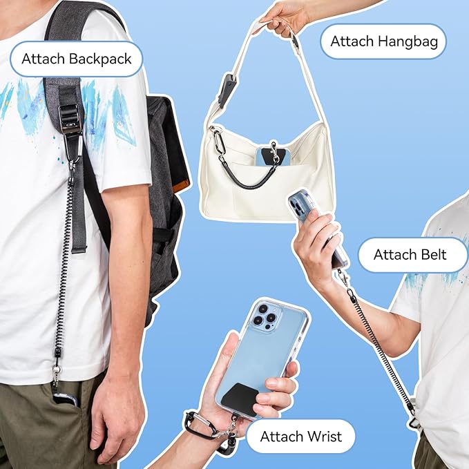 SHANSHUI Phone Lanyard Tether, Stretchy Phone Strap Patch Anchor Outdoor Climbing Hook Compatible for Most Smartphones