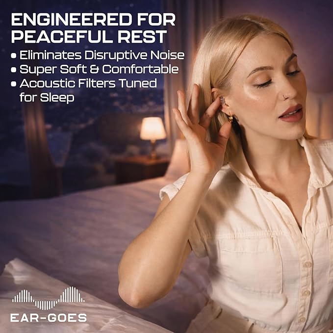 Rx Sleep Earplugs | 32dB Noise Reduction Earplugs | Soft Reusable Earplug for Sleeping, Travel and Flying | Includes Small and Large Sizes