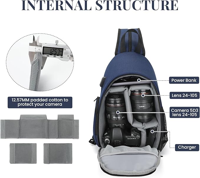 BAIGIO Camera Sling Bag Small Camera Backpack for Photographers,Water-resistant Camera Crossbody Bag Travel Caemra Backpack for DSLR SLR Mirrorless Camera