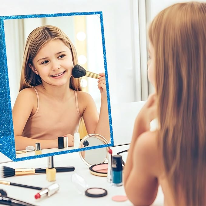 Foldable Full Length Mirror, 2 in 1 Hangable & Tabletop Acrylic Mirror, Portable Travel Mirror with Handle for Dance Bedroom Wardrobe Stage Makeup Checks Camping Outdoor Use (47" x 12.5", Tri-Fold)