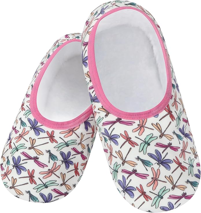 Snoozies Skinnies Butterflies Bees slipper socks for Women Sherpa Lining Soft Non Slip and Foldable