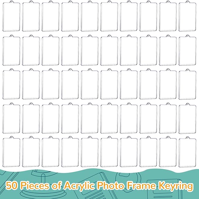 Yaomiao Acrylic Photo Frame Keychain Holder Photo Picture Insert Blank Keyring for DIY Craft