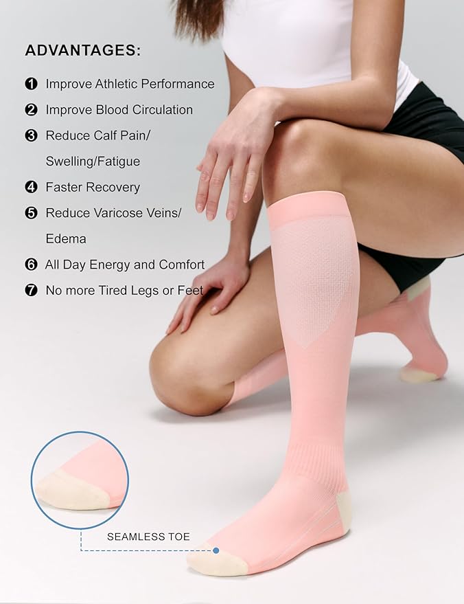 FITRELL 3 Pairs Compression Socks for Women and Men 20-30mmHg-Circulation Support Socks