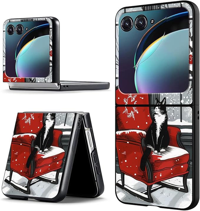 for Motorola Razr 2025 Case,for Moto Razr 60 Phone Case Cute Slim Hard PC Ultra-Thin Anti-Scratches Shockproof Protective Phone Cover,Cute Cat Snow
