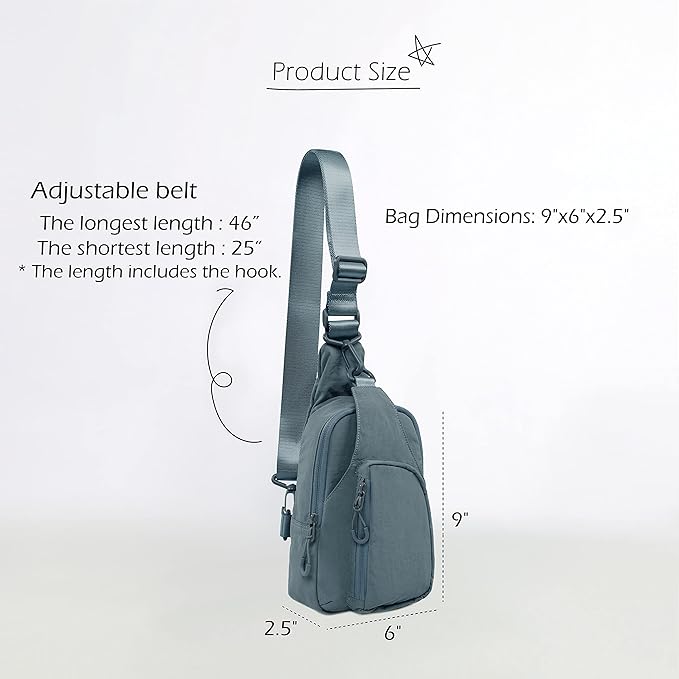 ODODOS Sling Bag with Adjustable Straps Crossbody Chest Bag Lightweight Backpack for Casual Traveling Hiking
