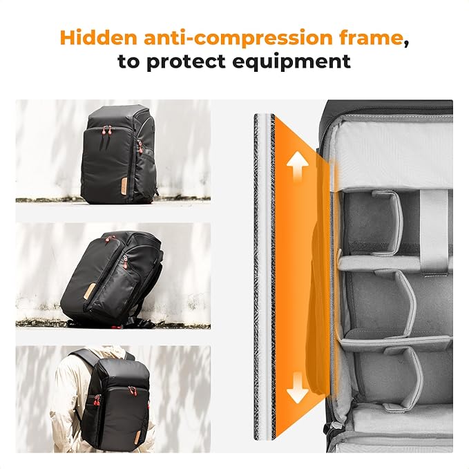 K&F CONCEPT Professional Camera Backpack, Large Photography Backpack Expandable to 25L, Quick Access&Water Resistant Camera bags with Rain Cover&Tripod Holder for Canon/Nikon/Sony/DJI/DSLR Mirrorless