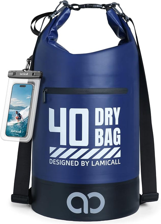 Lamicall Dry Bag Waterproof Backpack - [Durable & Floating] 5L/10L/20L/30L/40L Large Water Proof Bag with Waterproof Phone Case for Kayaking, River Rafting, Lake, Float Trip, Tubing Essentials