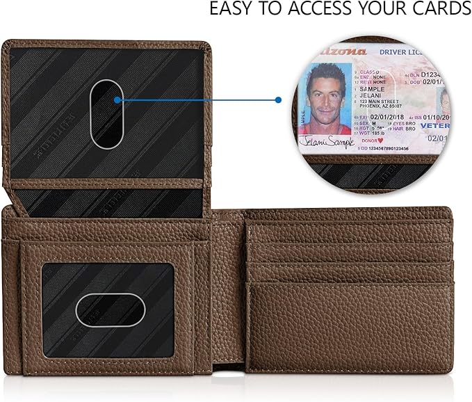 RUNBOX Wallet for Men -Slim Rfid Leather Mens Bifold Novelty Wallets 2 ID Window With Gift Box Men's Accessories | Slim
