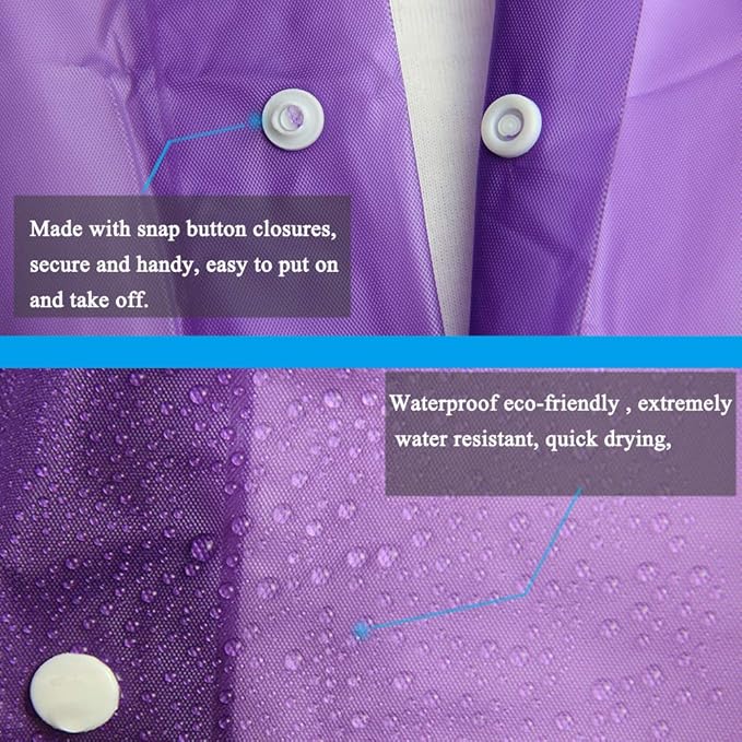 COOY Rain Coats (2 Pack) - Reusable EVA Rain Ponchos For Adults Rain Jackets Raincoats For Men Women