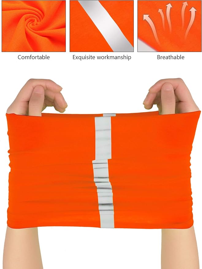 SATINIOR 8 Pcs Neck Gaiter Face Mask, Reflective Summer UV Protection Cooling Scarf Neon Breathable Bandana for Men Women
