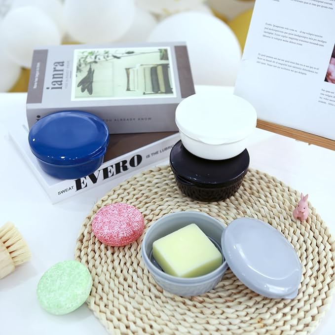Travel Soap Case, Travel Soap Container, Bar Soap Case, Shampoo Bar Holder with Lid for Camp Gym Hiking, Soap Box for Keep Toiletries Organized(4Pack)