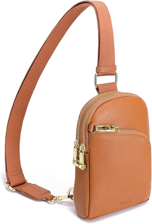INICAT RFID Blocking Sling Bag, Anti Theft Crossbody Bag for Women Compact Travel Purses Leather