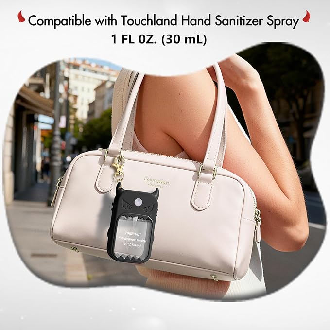 JAMIEWIN Spray Hand Sanitizer Silicone Case Compatible with Touchland Hand Sanitizer 1 FL OZ Holder Accessory with Keychain