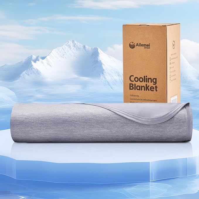 Ailemei Direct Cooling Blanket Queen Size for Couch, Double Side Summer Cooling Blankets for Hot Sleepers, Lightweight Ice Cool Blanket to Relieve HotFlashes, Breathable Bed Cold Blankets for Sleeping