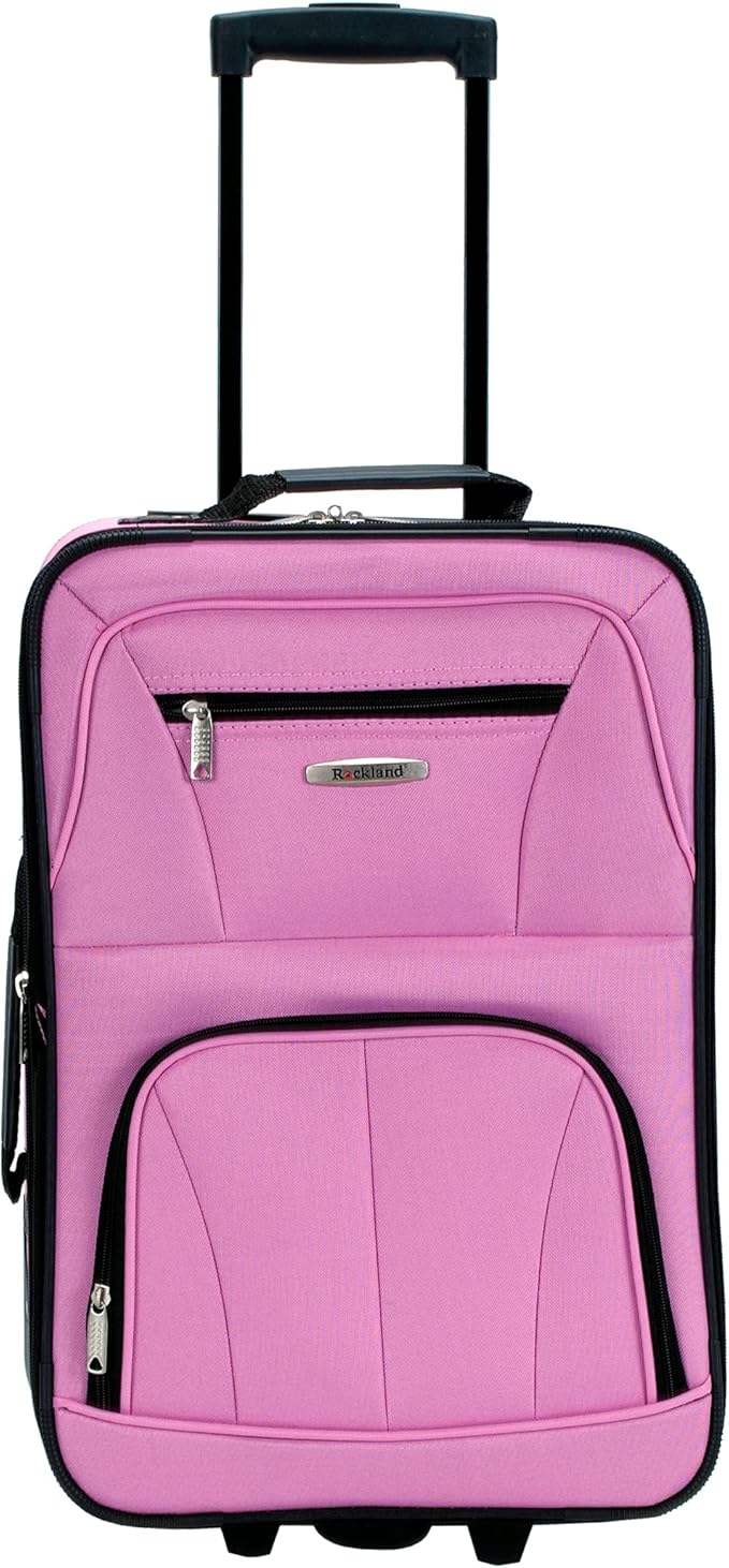 Rockland Fashion Softside Upright Luggage Set, Expandable, Pink, 4-Piece (14/19/24/28)
