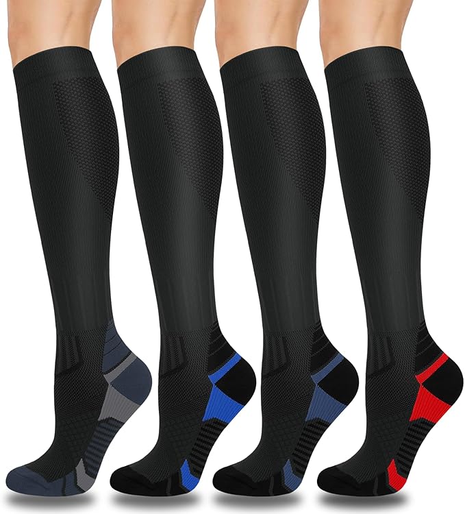 Aoliks Compression Socks for Women & Men 4 Pairs, Best Support for Nurses Running Travel
