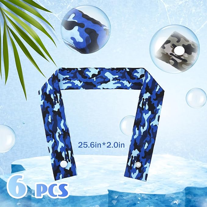 Xuhal 6 Pieces Cooling Neck Wraps Cooling Bandana Neck Cooler Ice Cooler Scarf for Women Summer Outdoor Sport Activity