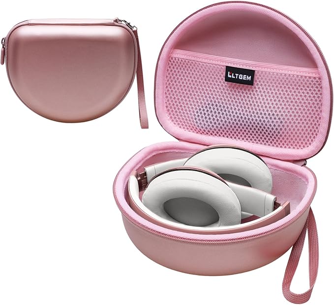 Headphone Case Compatible with Beats Studio Pro/Solo 4 / Studio 3 / Solo 3 / Picun B8 / BERIBES/JLab JBuds Lux ANC Wireless Bluetooth Noise Cancelling Headphones, Rose Gold(Case Only)