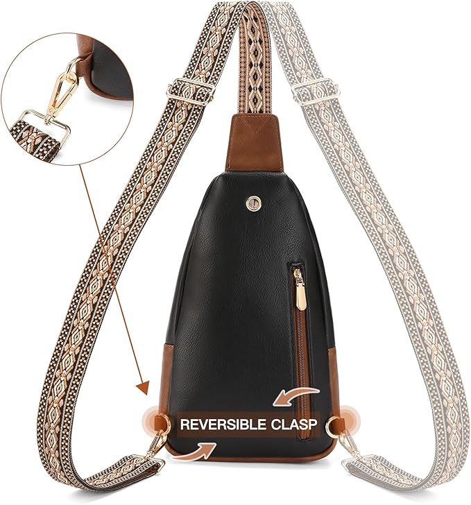 GAEKEAO Sling Bag Crossbody Bags for Women Travel Fanny Packs Trendy Cross Body Purses Vegan Leather Chest Bag