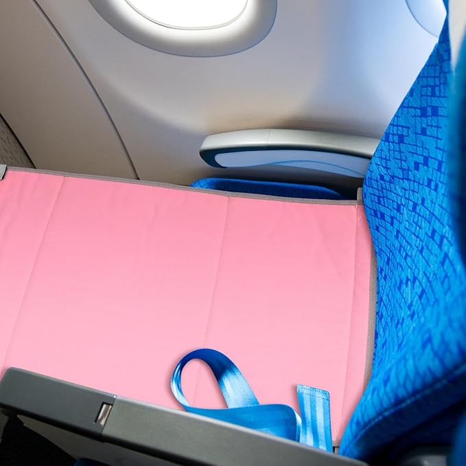Cabilock Airplane Bed and Seat Extender for Kids Portable Plane Footrest Travel Accessory for Comfortable Flights Soft Travel for Children Pink