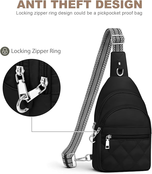 SYTRAH Sling Bag for Women, Anti-Theft RFID Crossbody Bag Nylon Sling Purse for Travel, Puffy Small backpack