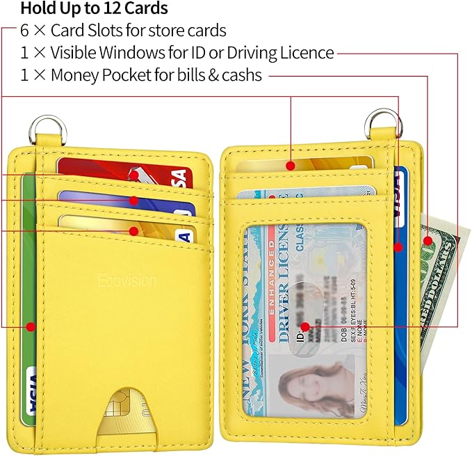 Slim Minimalist Front Pocket Wallet, RFID Blocking Credit Card Holder Wallet with Detachable D-Shackle for Men Women
