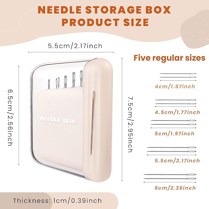 Portable Travel Magnetic Sewing Needles Case,Include 10PCS 5 Size Sewing Sharp Needles,Magnetic Needle Holder,Super Magnetic Mini Needle Storage Box for Hand Sewing Art Crafts(Beige)