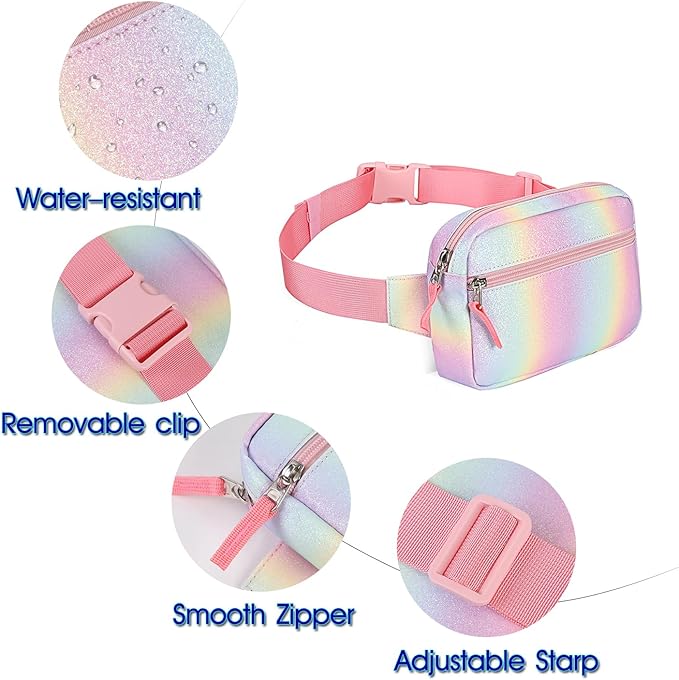 Fanny Pack Birthday Graduation Gifts for 7 8 9 10 11 12 13 Year Old Teen Girls Her Kids, Preppy Cute Trendy Stuff Colorblock Crossbody Bag Adjustable Belt Bags for Travel Essentials