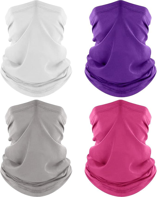 ROXUN 4 Pack Neck Gaiter, Cooling Breathable Face Mask UV Protection Scarf Hiking Bandana for Men/Women