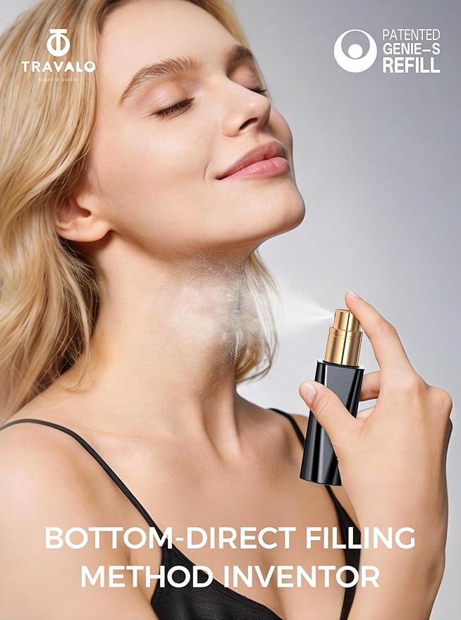 Travalo OBSCULA Ultimate Bottom-Fill Perfume Atomizer with HD Spray - 5ml Leakproof Travel Bottle, Refillable Portable Fragrance Dispenser for Her & Him (OBSCURA, BLACK)