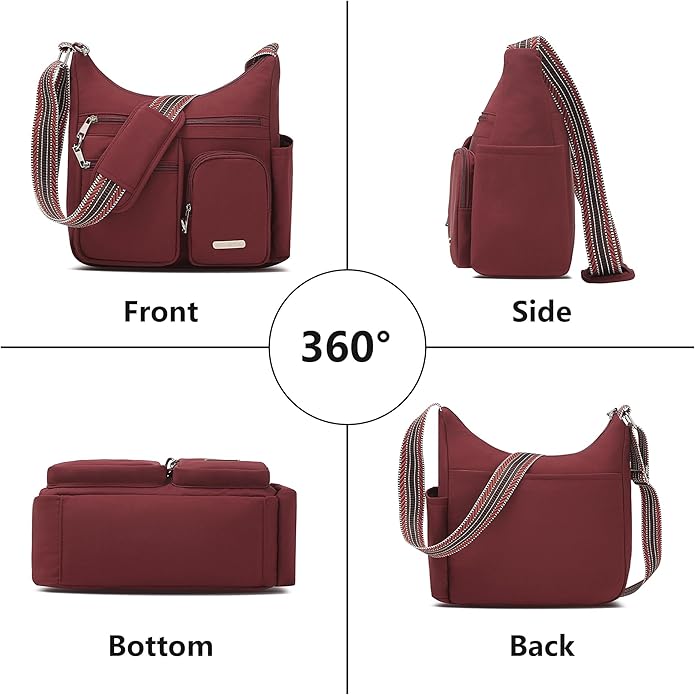 MHCNLL Anti Theft Crossbody Bag for Women, Lightweight Travel Purse, Waterproof Nylon Multi-Pocket Everyday Shoulder Handbag