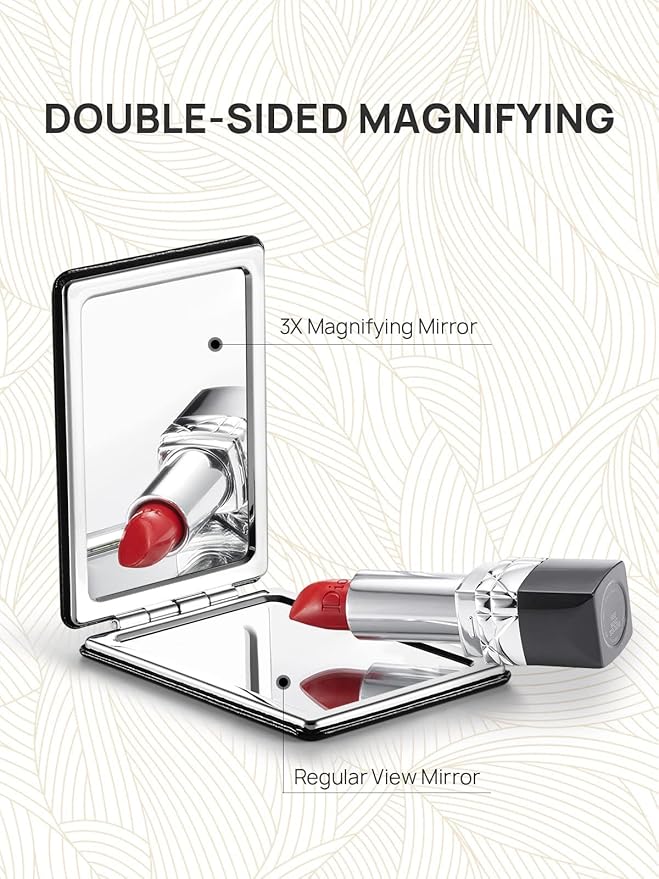 OMIRO 1X/3X Magnifying Mirror, Unique Painting Compact Mirror with Classical PU Leather, 2.4" W x 3.4" L (Starry Night)