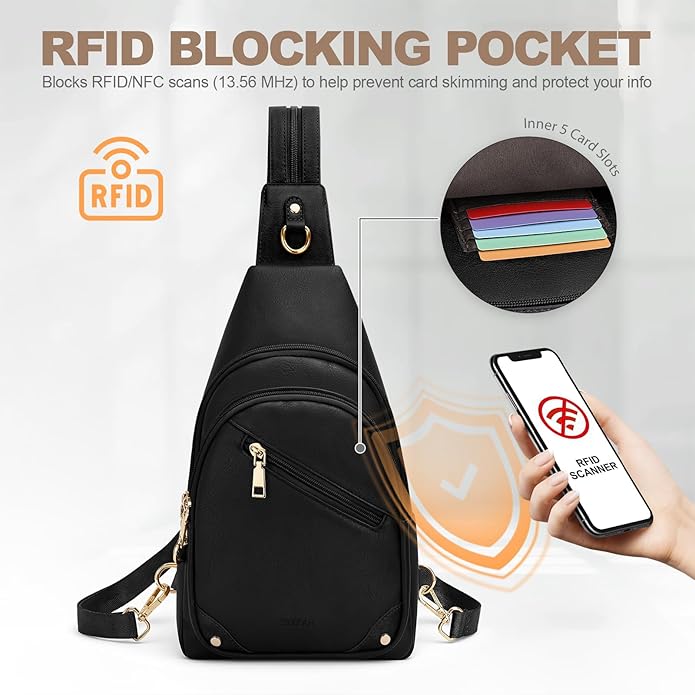 SYTRAH Anti Theft Sling Bag for Women, RFID Crossbody Purses Convertible Sling Backpack, Cross Body Purse Chest Bag