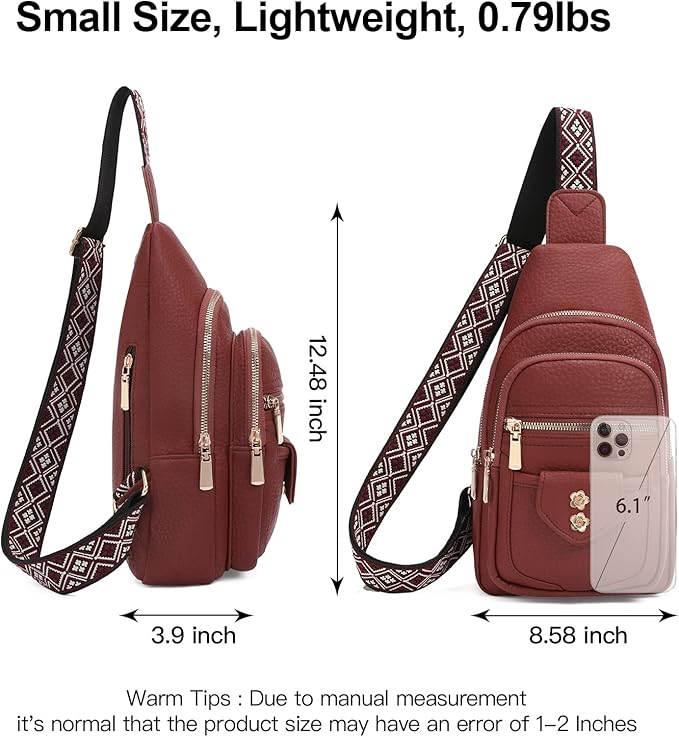 GAEKEAO Sling Bag Crossbody Bags for Women Vegan Leather Fanny Pack Chest Travel Anti Theft Purse Shoulder Bag handbags Gifts