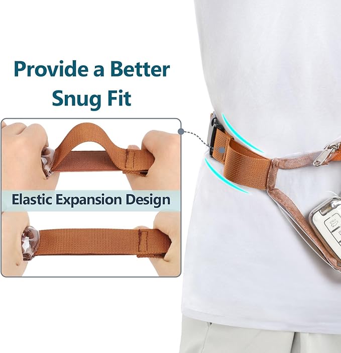 Veckle Clear Fanny Pack Stadium Approved - Adjustable 33-47 Inch Strap, Transparent Belt Bag for Women Men Fits 7.5-inch Smartphone, Waist Bag Clear Bag for Stadium Events, Sport, Concerts, Brown
