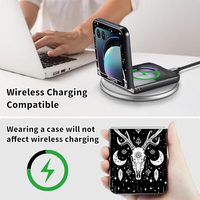 for Motorola Moto Razr Plus 2024 Case,for Moto Razr 50 Ultra Case Cute Slim Hard PC Thin Anti-Scratches Shockproof Protective Phone Cover for Motorola 50 Ultra,Black Deer Skull