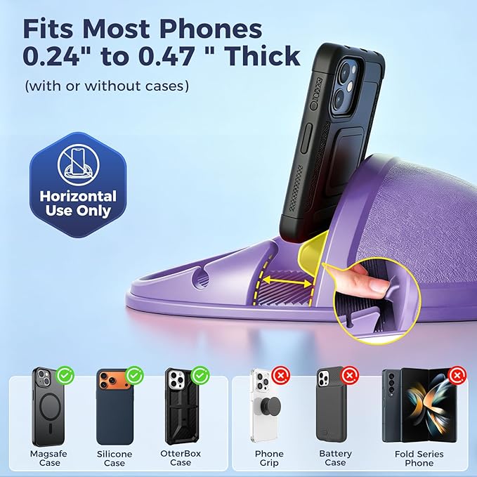 Loncaster Car Phone Holder, Car Phone Mount Silicone Car Pad Mat for Various Dashboards, Slip Free Desk Phone Stand Compatible with iPhone, Samsung, Android Smartphones, GPS Devices More (Purple)