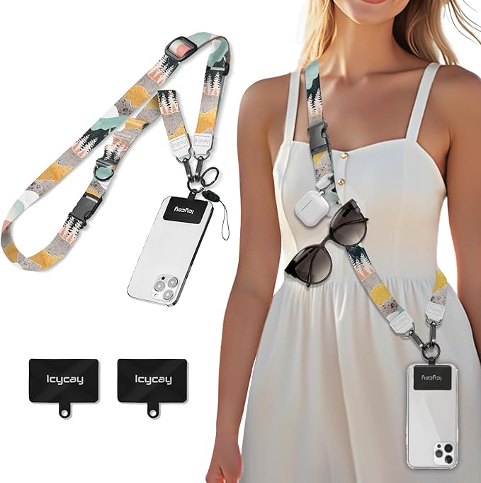 Icycay Phone Lanyard Crossbody, Mountain Cell Phone Strap for Around The Neck Adjustable, Anti Theft Cute Lanyard for ID Holder Keys Accessories Travel Essential